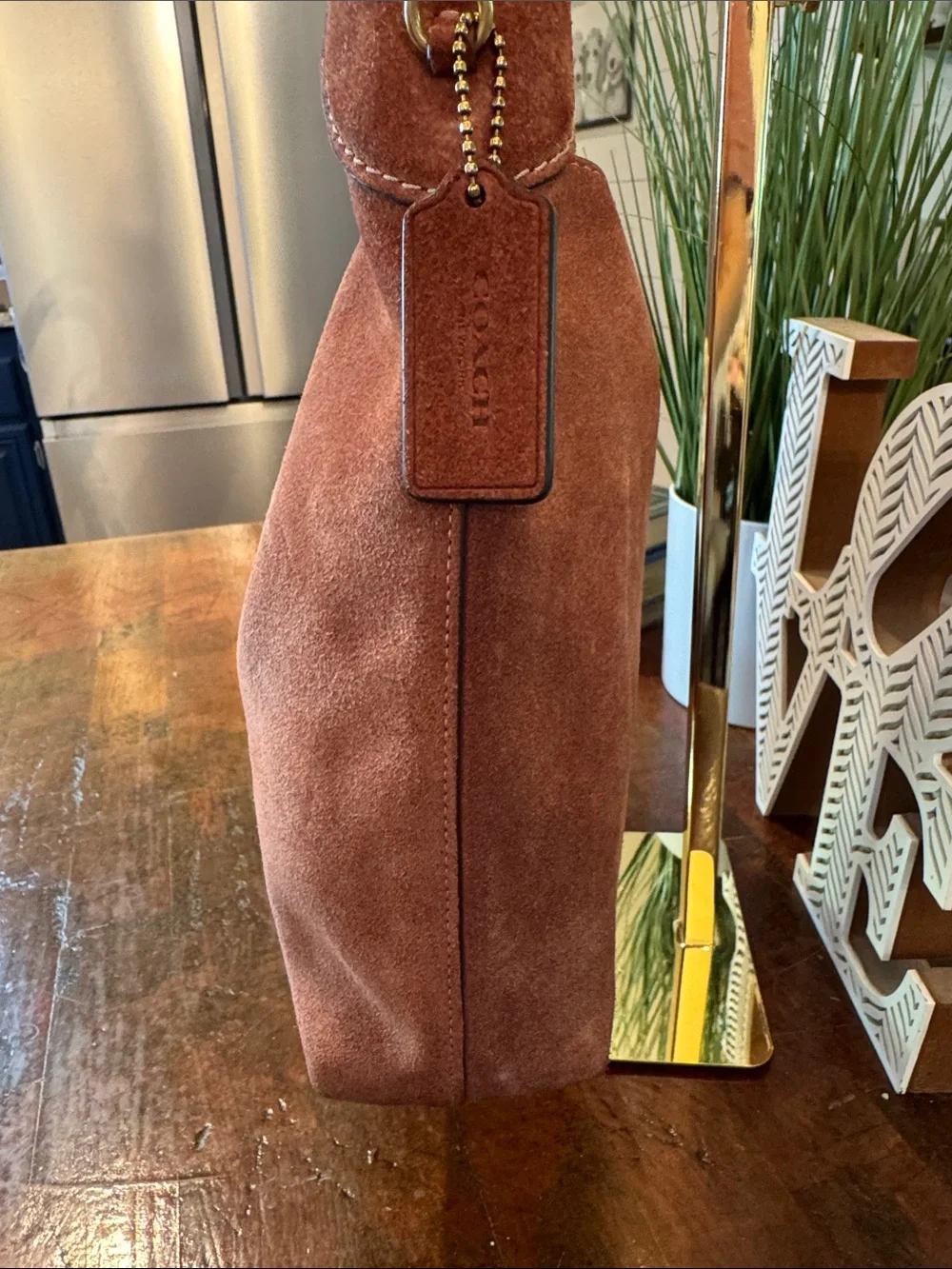 Coach Suede Shoulder Bag in Rust